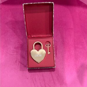 Dior Gold Heart Lock and Key Set